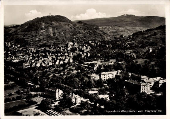 Ak Heppenheim an der Bergstraße, Luftaufnahme