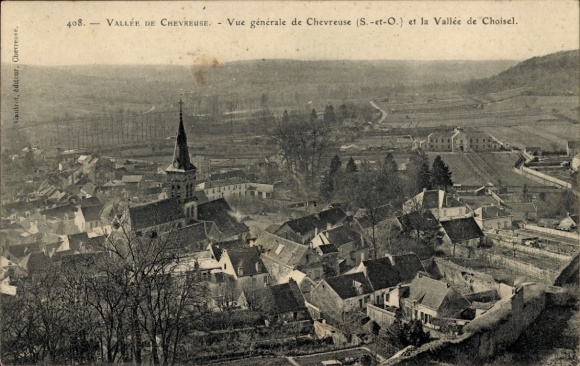 Ak Chevreuse Yvelines, Vallée de  allgemeine Ansicht, Kirche, Berge, Landschaft