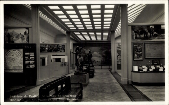 KP Bruxelles Bruksela, wystawa 1935, wnętrze pawilonu miasta Brukseli