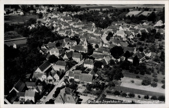 Postcard Siegelsbach in Baden, aerial photograph
