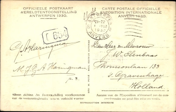 Postcard Anvers Antwerp, Exposition, World Exhibition, Weltausstellung 1930, Eerehof Cour d&#39;honneur