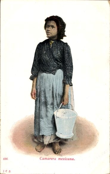Ak Camarera mexicana, Frau mit Eimer
