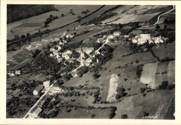 Postcard Lechsend Marxheim in Swabia Bavaria, aerial photograph