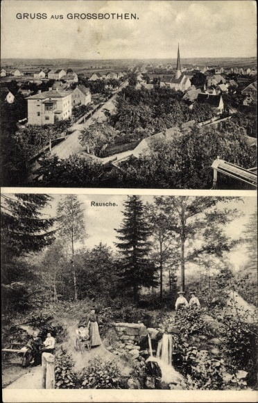 Ak Großbothen Grimma in Sachsen, Rausche, panorama van de plaats