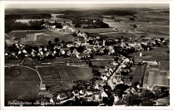 Postcard Dinkelscherben in Swabia, aerial photograph