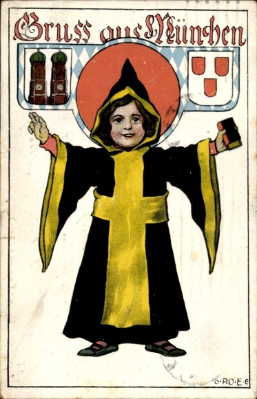 Artist Postcard Engelhard, POE, Munich, Münchner Kindl