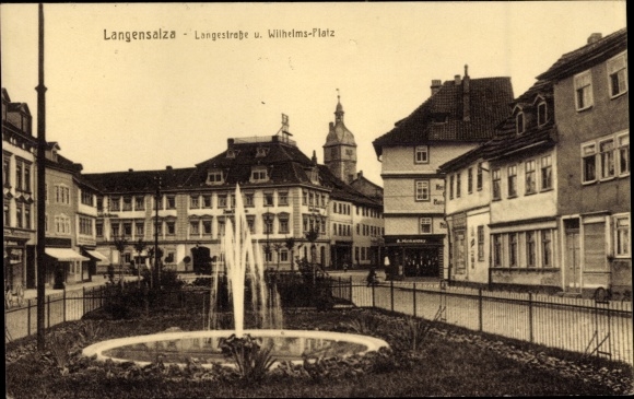Postcard Bad Langensalza in Thuringia, Langestraße and Wilhelms-Platz