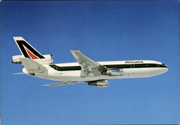 Postcard Italian passenger aircraft of Alitalia, DC-10-30, I-DYNE