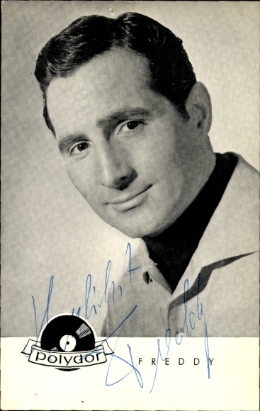 Postcard singer and actor Freddy, Freddy Quinn, portrait, autograph