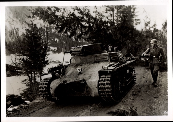 Photo German tanks in Norway, Wehrmacht, advance inland, April 1940, II WW