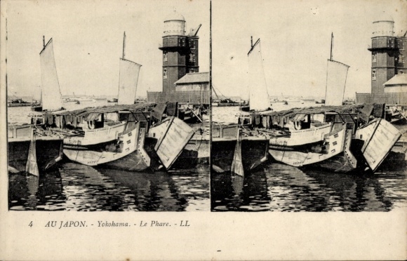 Stereo Postcard Yokohama Pref Kanagawa Japan, The Lighthouse