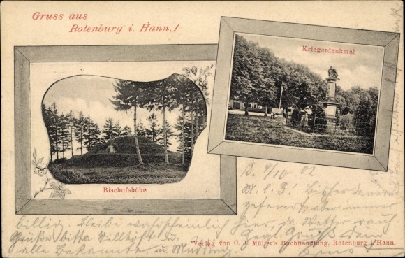 Postcard Rotenburg an der Wümme, Bischofshöhe, war memorial