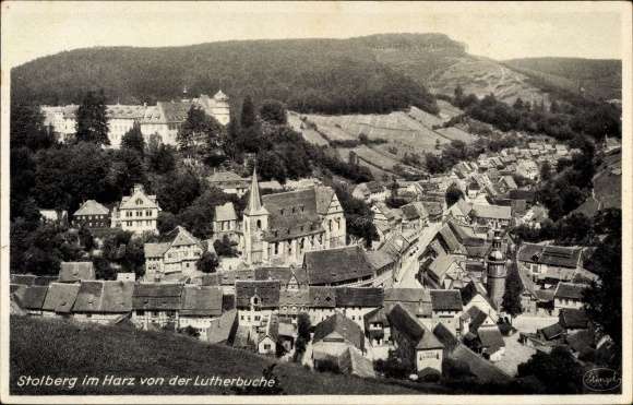Postcard Stolberg Südharz, view from the Luther beech