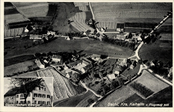 Postcard Bachl Rohr in Lower Bavaria, aerial photograph, Gastwirtschaft Zwinger
