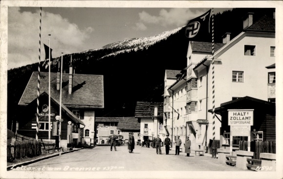Postcard Gries am Brenner Tyrol, border Austria Italy, customs office, mountains