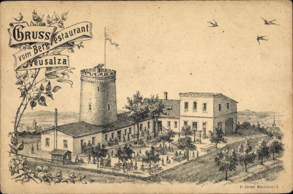 Vorläufer Litho Neusalza Spremberg in Sachsen, Bergrestaurant Neusalza