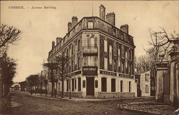 Ak Corbeil Essonne, Corbeil. Avenue Darblay. Societe Generale