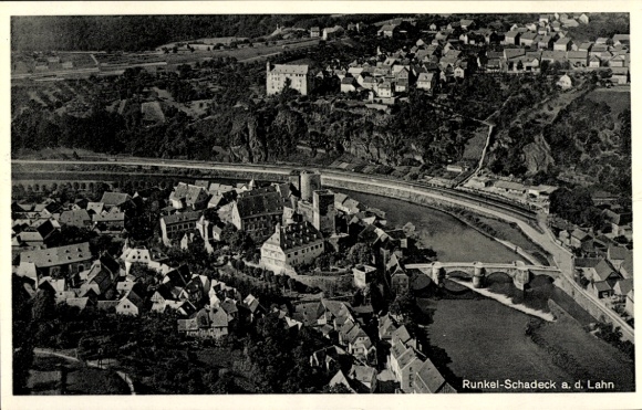 Postcard Runkel an der Lahn, aerial photograph