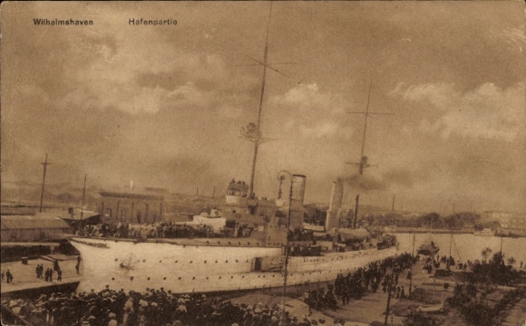 Wilhelmshaven on the North Sea, harbor, ship