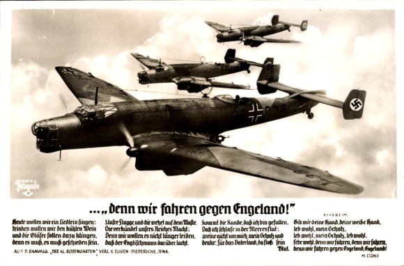 Ak Deutsche Militärflugzeuge, Luftwaffe, ... denn wir fahren gegen Engeland