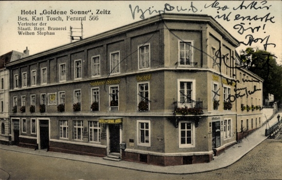 Ak Zeitz im Burgenlandkreis, Hotel Goldene Sonne, Inh. Karl Tosch