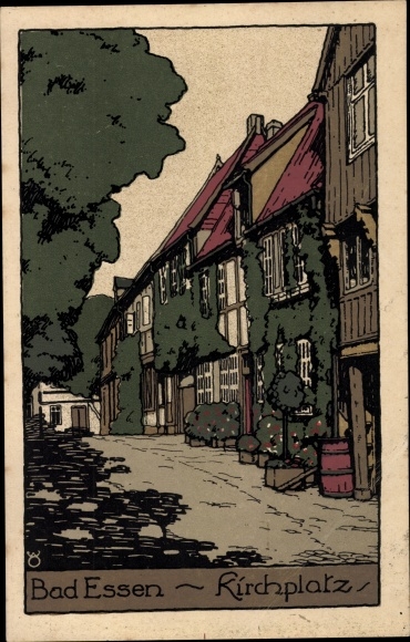 lithografie Ak Bad Essen in Nedersaksen, kerkplein
