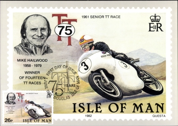 Maximum Postcard Isle of Man, 75th anniversary of the Isle of Man TT motorcycle race 1982