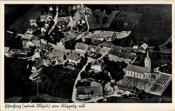 Postcard Eisenharz Argenbühl in Allgäu, aerial photograph