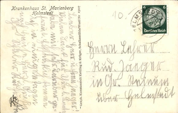 Postcard Helmstedt, St. Marienberg Hospital, Private Ward, Surgical Department