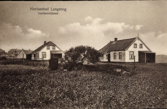 Postcard North Sea resort Langeoog East Frisia, islander houses