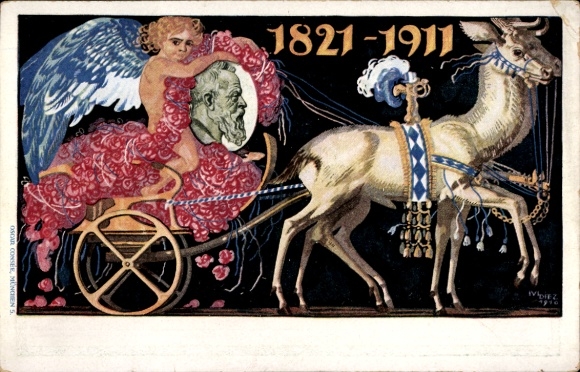 Postal stationery artist Postcard Diez, M., Prince Regent Luitpold of Bavaria, 1821 to 1911, carriage