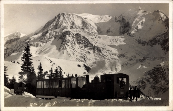 Ansichtkaart Col de Voza Savoie, spoorweg, Aiguille du Gouter