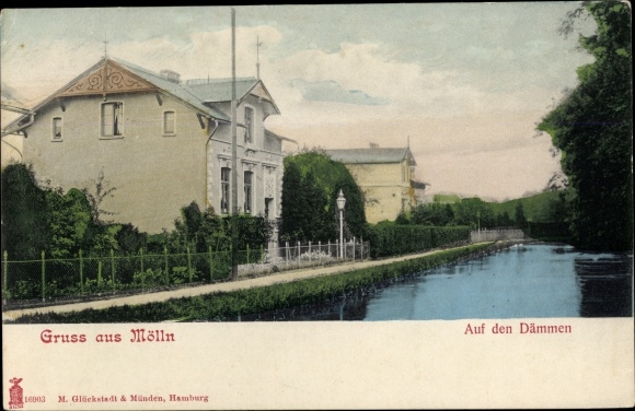 Postcard Mölln in the Duchy of Lauenburg, Damn