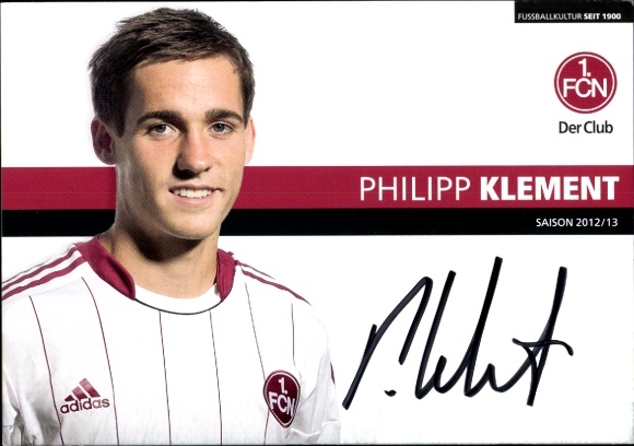 Autogrammkarte Fußballer Philipp Klement, 1. FC Nürnberg, Autogramm
