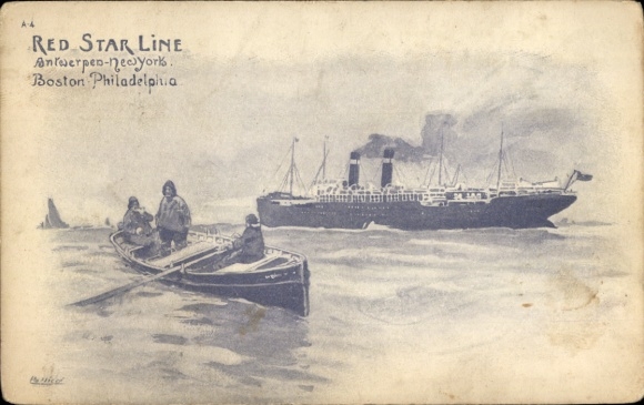 Artist Postcard Steamer, Red Star Line