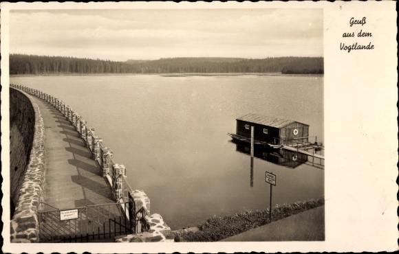 Postcard Muldenberg Grünbach in Vogtland, dam