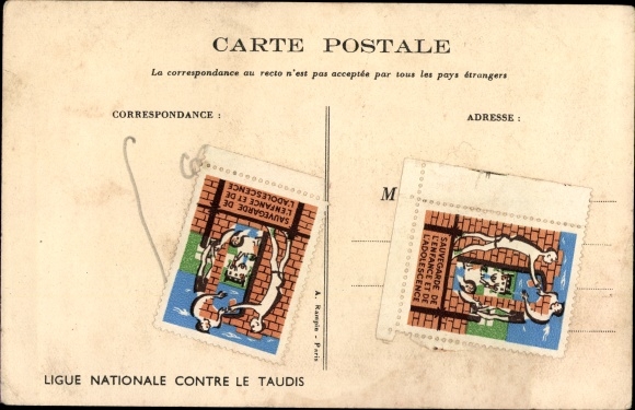 Artist Postcard Poulbot, Franciscque, You&#39;re afraid of spiders, National League against the Slums