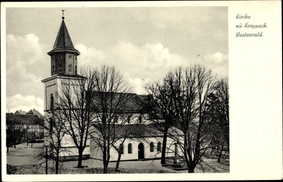 Postcard Kroppach in the Westerwald, church