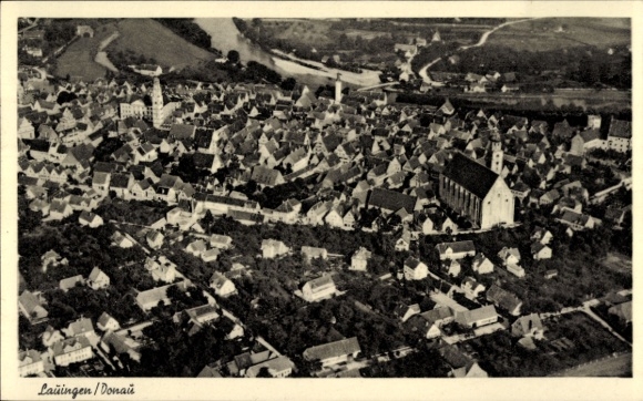 Ak Lauingen aan de Donau Schwäbische Alb, luchtfoto