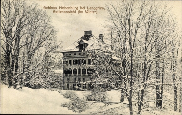 Postcard Hohenburg Lenggries in Upper Bavaria, Hohenburg Castle, Winter