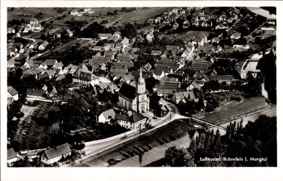 Postcard Bad Rotenfels Gaggenau in the Murg Valley, aerial photograph