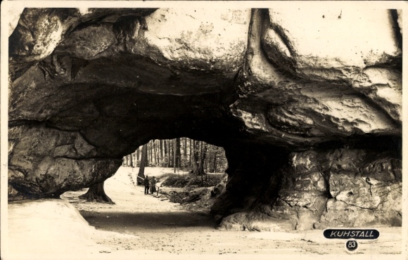 Ak Ostrau Bad Schandau Sächsische Schweiz, Kuhstall, Natürliche Felsformation, Wald, Spaziergänge