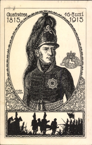 Künstler Ak Clausen, Quatre Bras 1815, 16. Juni 1915, Braunschweig, Napoleonsche Kriege