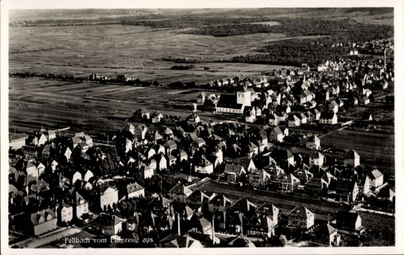 Postcard Fellbach in Württemberg, aerial photograph