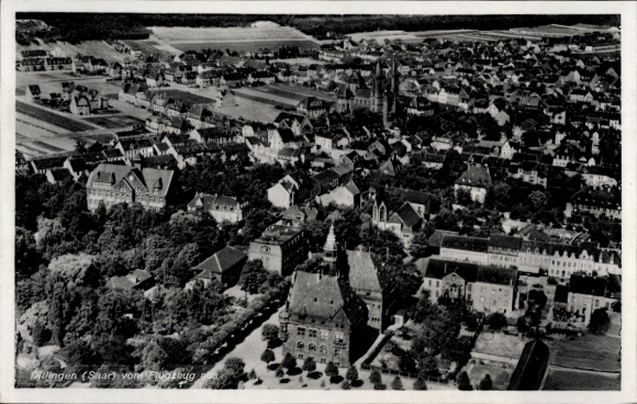 Postcard Dillingen in Saarland, aerial view of cityscape, landscape