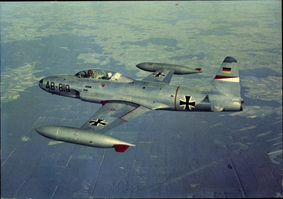 Postcard Bundeswehr, jet trainer Lockheed T 33
