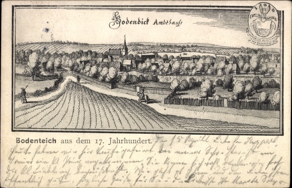 Postcard Bad Bodenteich in the Lüneburg Heath, location in the 17th century