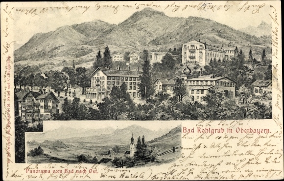 Kunstenaarskaart Bad Kohlgrub in de wijk Garmisch Partenkirchen, panorama