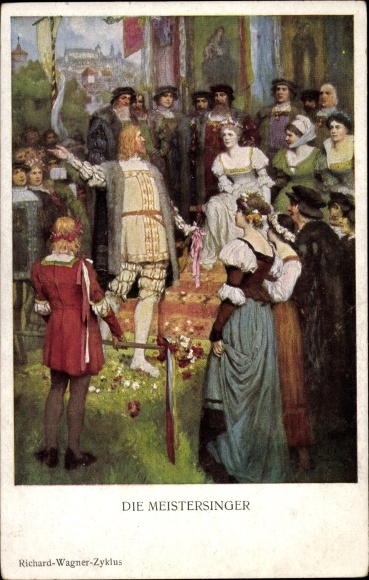 Kunstenaar Ak Leeke, Ferd., Die Meistersinger, Richard Wagner-cyclus
