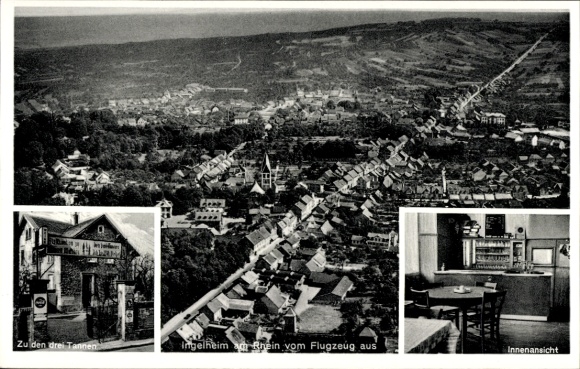 Postcard Ingelheim am Rhein, aerial photograph, Gasthaus zu den Drei Tannen, guest room